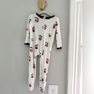 6-12 month zipper Kyte Baby footies with persimmon print